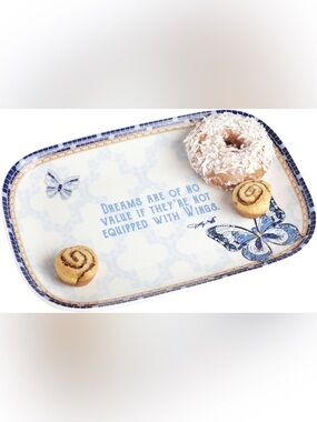 Dolly Parton Jeweled Mosaic Blue Butterfly Design Small Serving Tray
